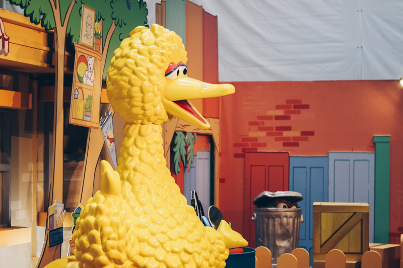Big Bird and Oscar the Grouch at the Sesame Street pop-up exhibition
